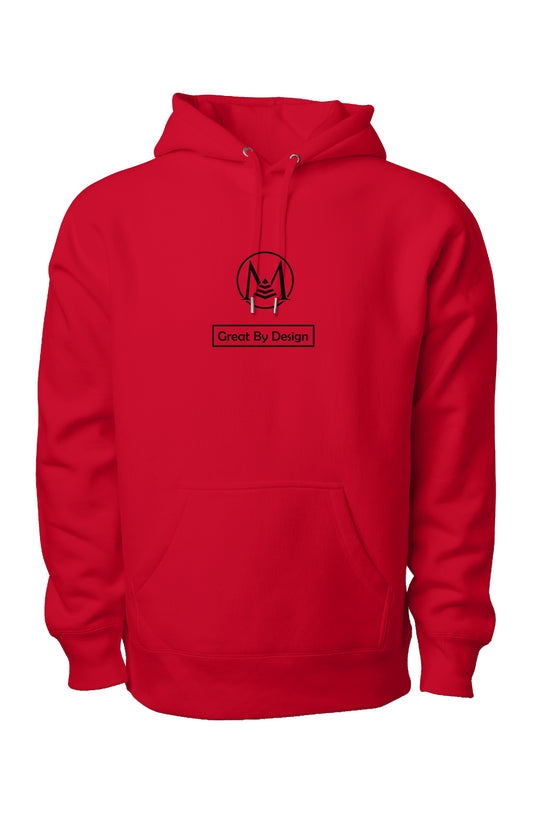 Red PREMIUM HEAVYWEIGHT CROSS GRAIN HOODIE (Black Logo) DP